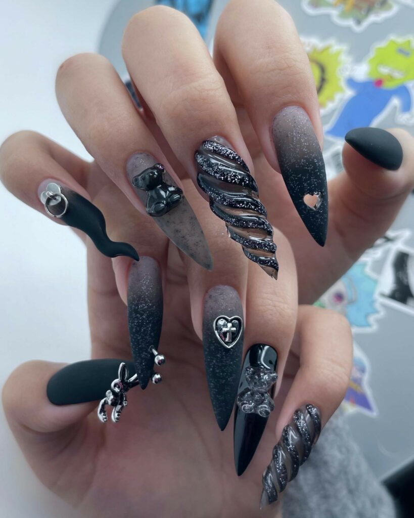 25 Latest Gothic Nail Ideas To Try In 2024! 23 Matte Black Gothic Nails
