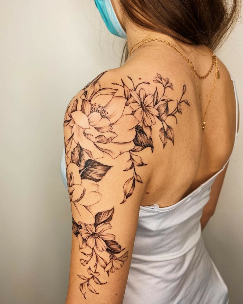 BEAUTIFUL SHOULDER TATTOO IDEAS FOR WOMEN IN 2024 17 Cute Shoulder Tattoos Back Flower Ink