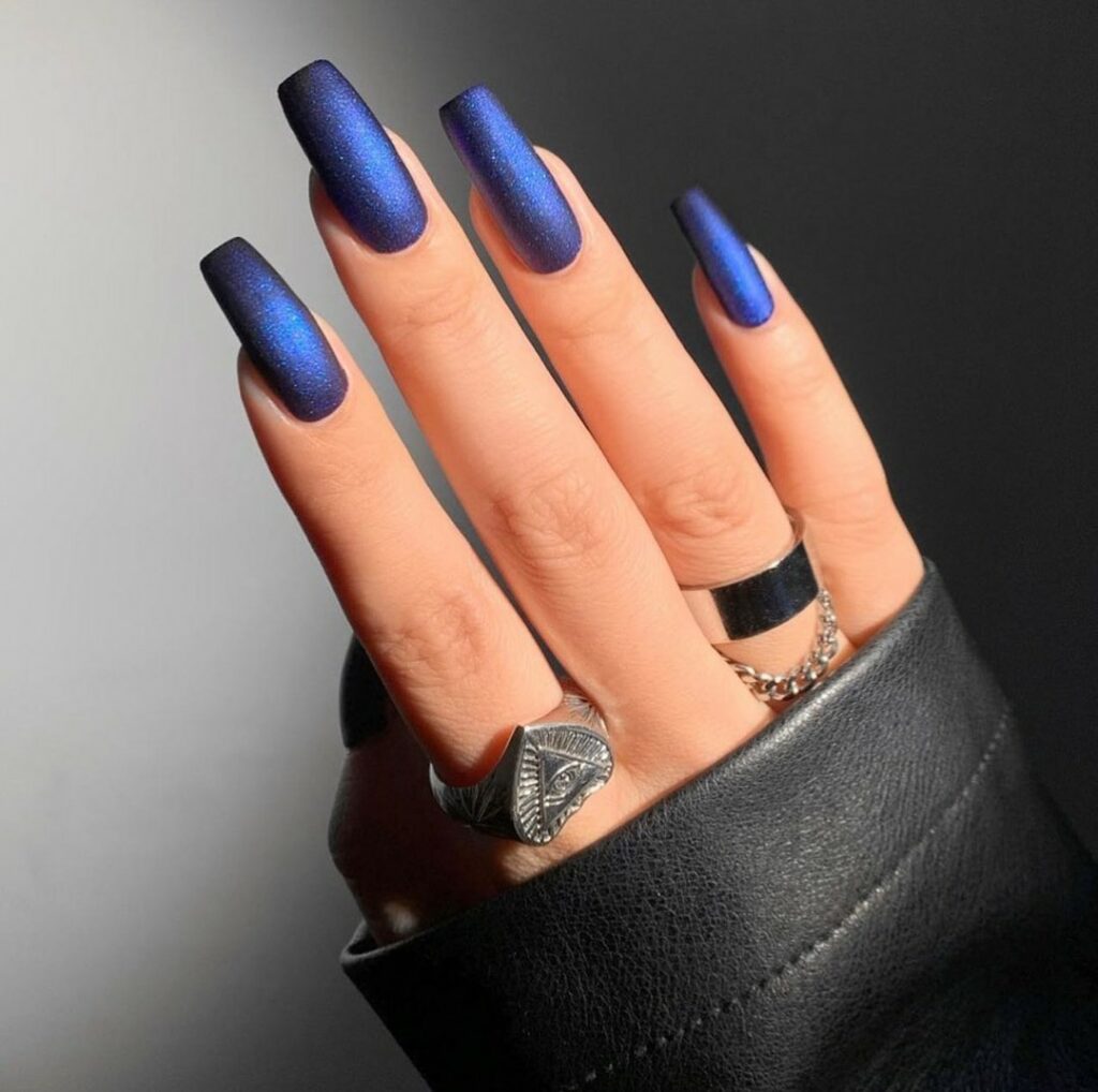 21 Latest Matte Blue Nail Ideas For 2024! 11