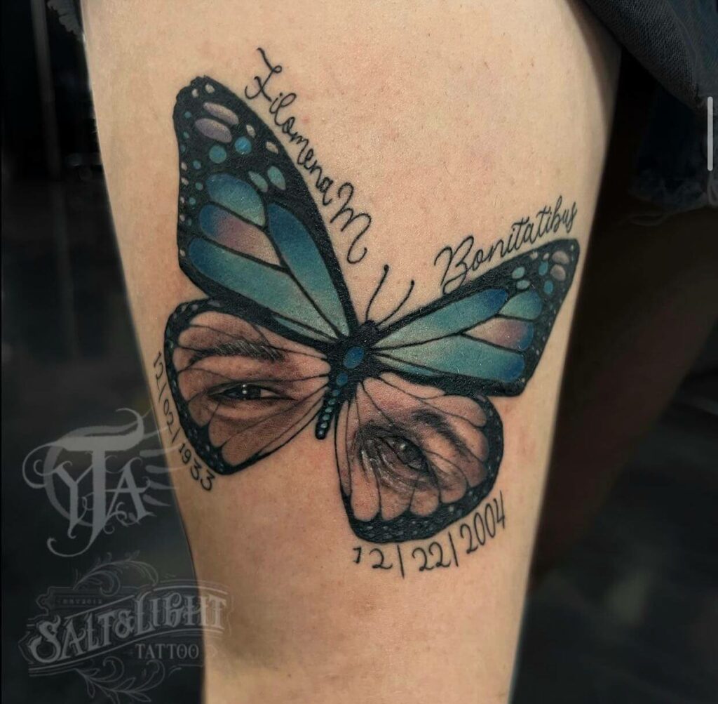 12+ Butterfly Memorial Tattoo Ideas To Inspire You! 12 Butterfly Memorial Realistic Tattoo