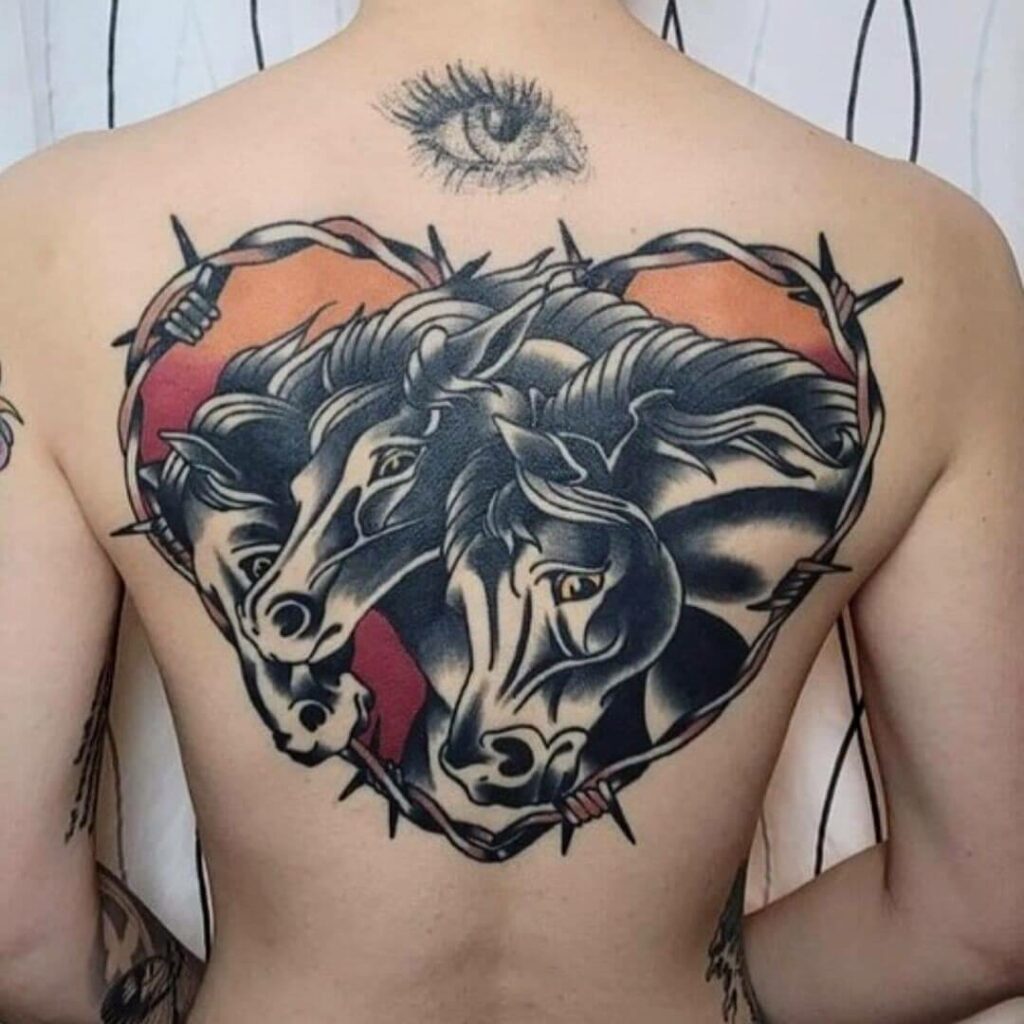 11+ Pharaoh's Horses Tattoo Ideas That Will Blow Your Mind! 15 Heart-Shaped Traditional Horse Tattoo