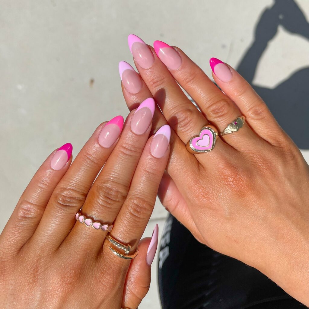 30 Latest Almond French Tip Nail Designs To Try In 2024! 15 Pink Almond Nails