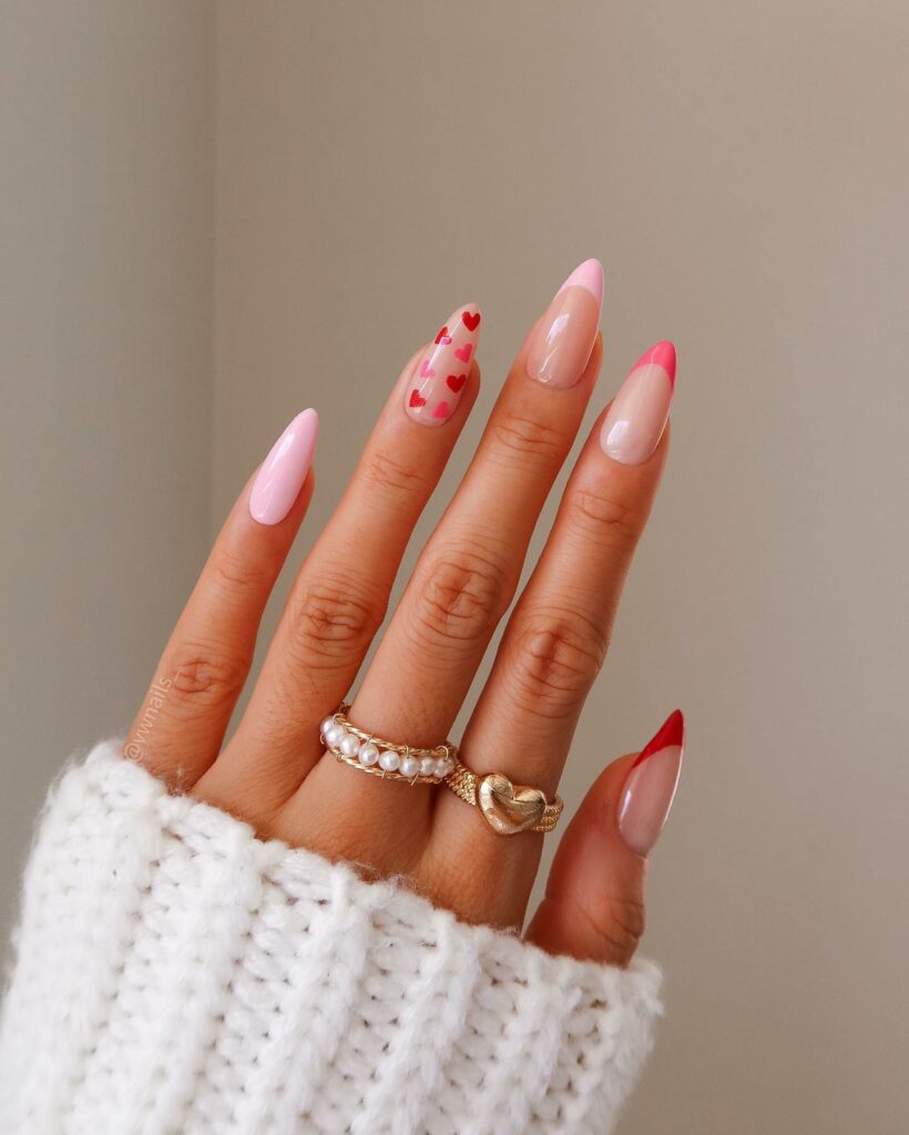 20 Latest February Nail Designs To Try In 2024! 12 February French Nails With Hearts