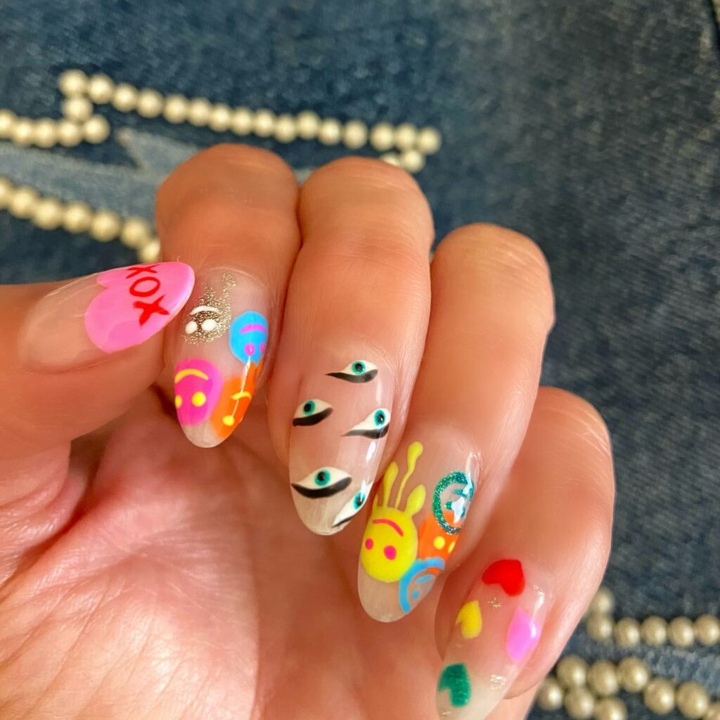 Show Off 25 Smiley Face Nail Designs in 2024 32 Colorful Print Nails