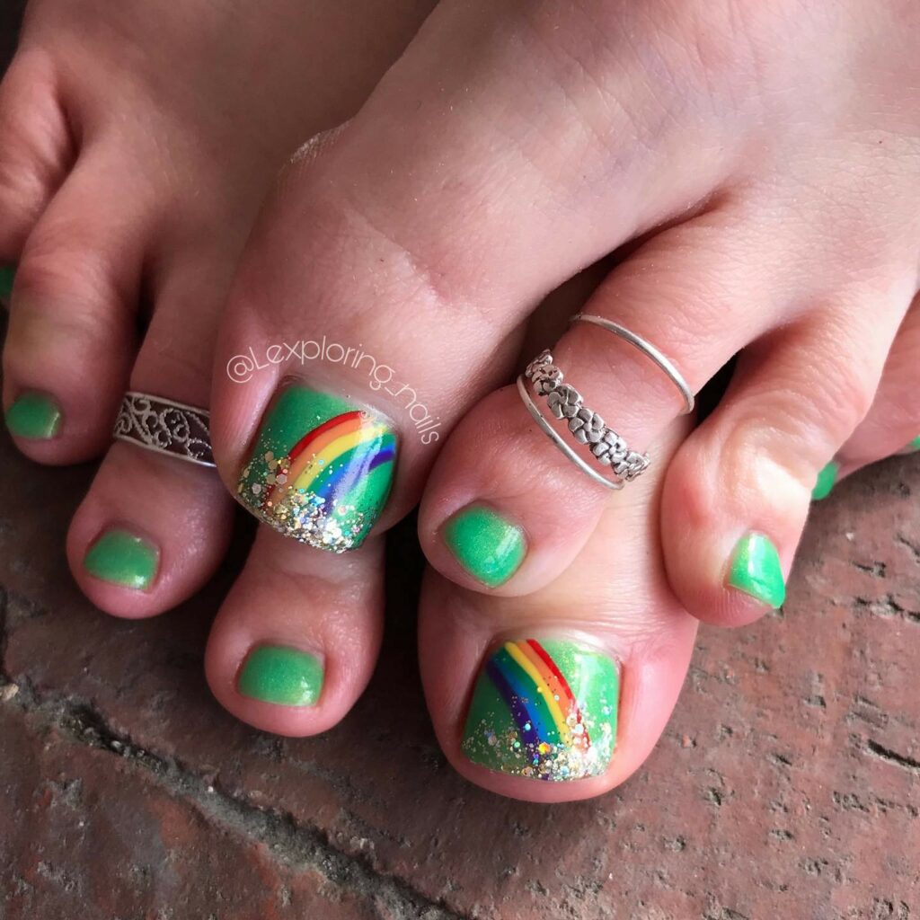 35 Rainbow Pedicure Ideas to Add Vibrancy to Your Look in 2024 41 Rainbow Frenchies with a Silver Outline