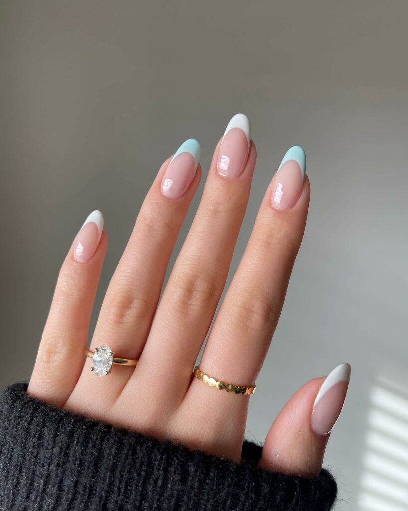 30 Latest Blue And White Nail Ideas To Try In 2024! 24 Light Blue And White French Tip Nails