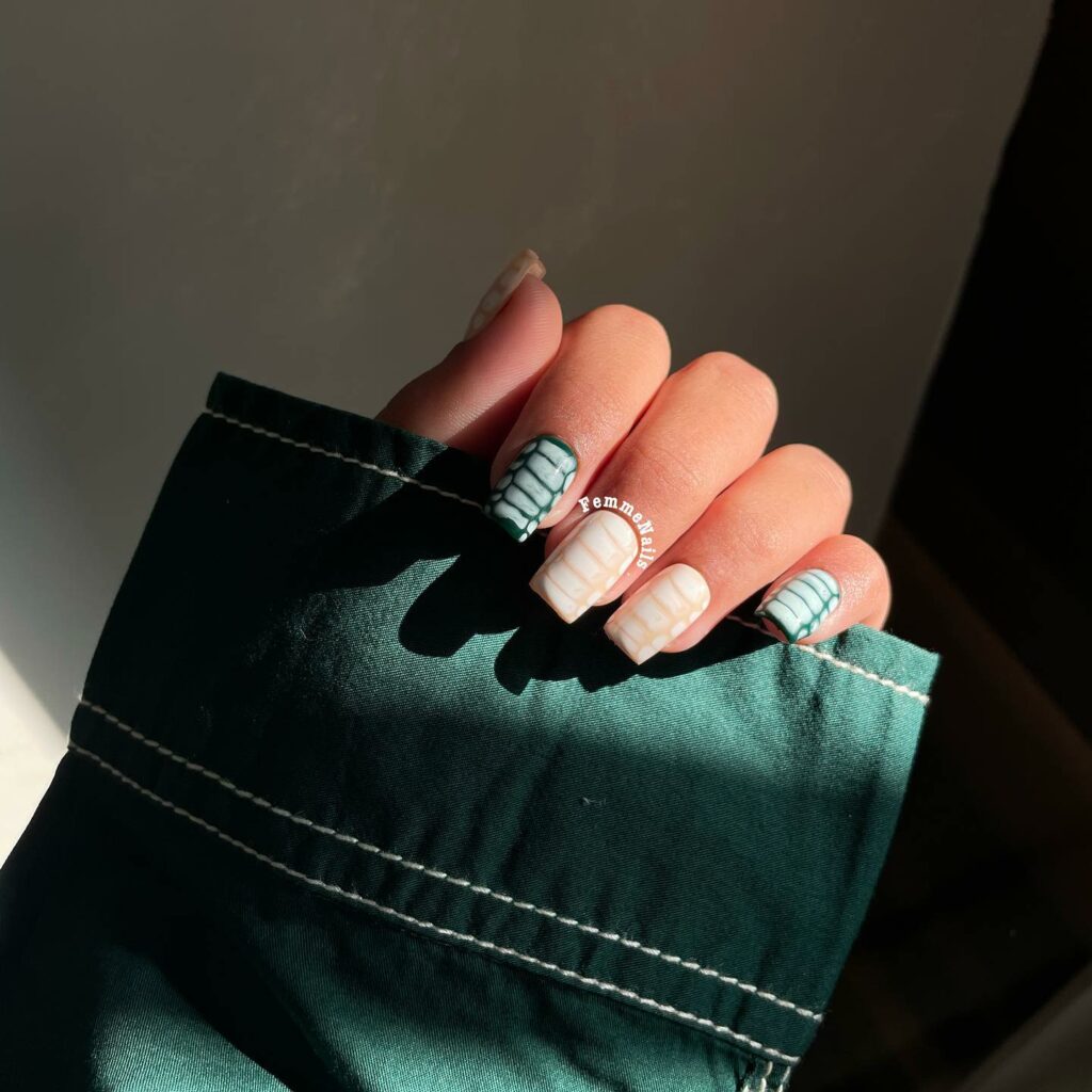 20 Latest Croc Nail Ideas To Try In 2024! 15 Green And Peach Croc Nails