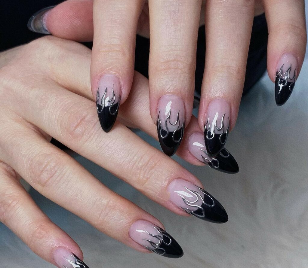 Try 30 Black French Tip Almond Nail Designs of 2024 36 Glitter and Fire