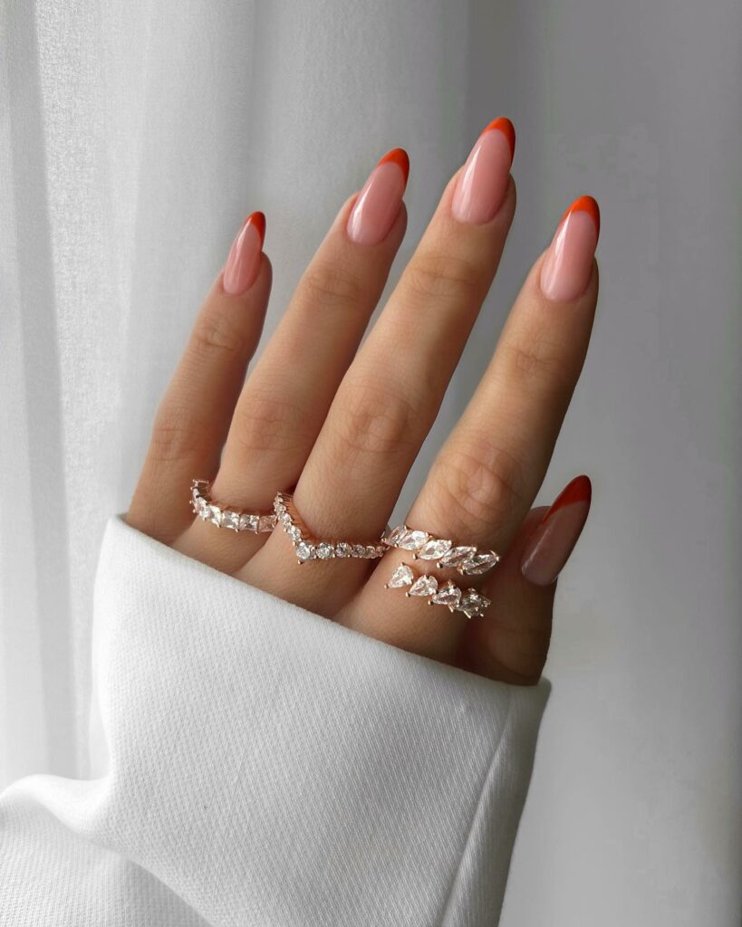 Bring Sunshine with 20 Orange French Tip Nail Designs in 2024 25 Classis Orange French Tip Nails