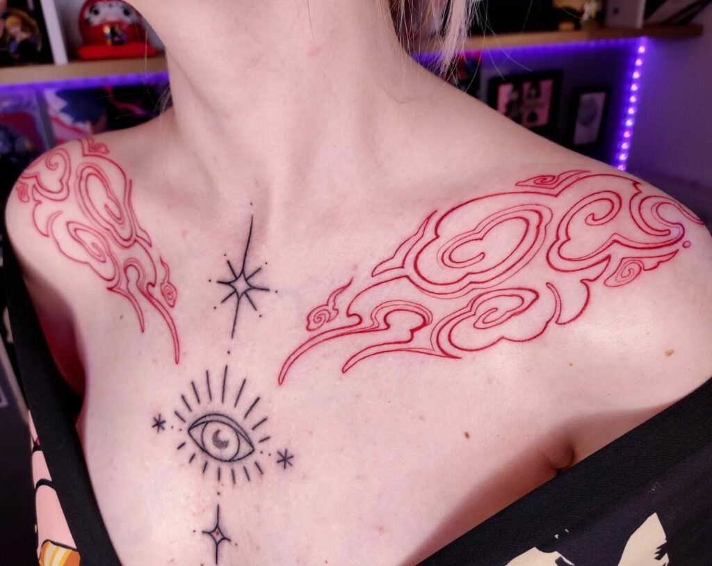 21+ Clouds Tattoo Ideas That Will Blow Your Mind! 12 Clouds Tattoo Design On The Shoulder
