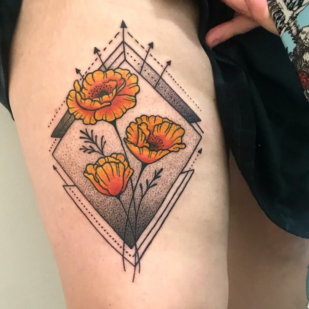 POPPY FLOWER TATTOOS: AN ACCURATE GUIDE TO THEIR MEANINGS 27 Geometric Poppy Tattoo