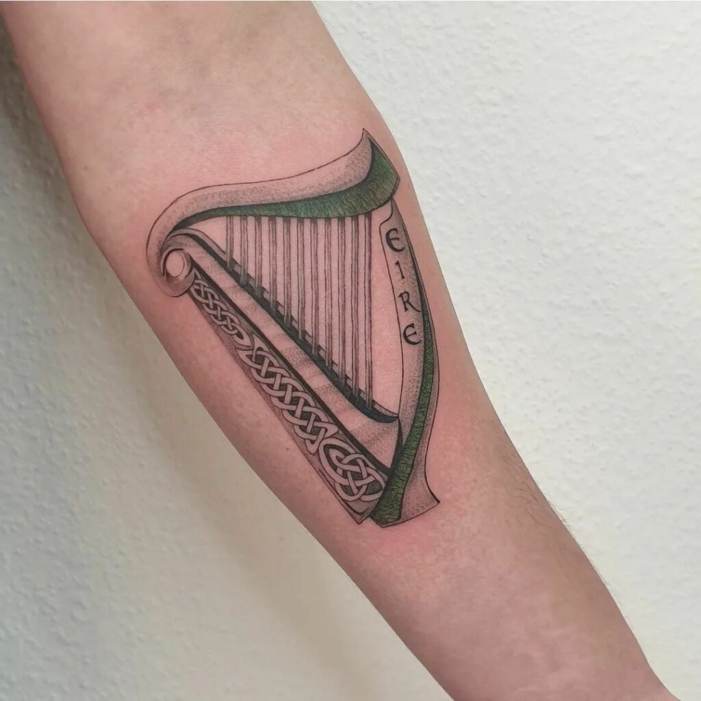 10+ AWESOME IRISH TATTOOS TO INSPIRE YOU IN 2024 15 Irish Harp Tattoo