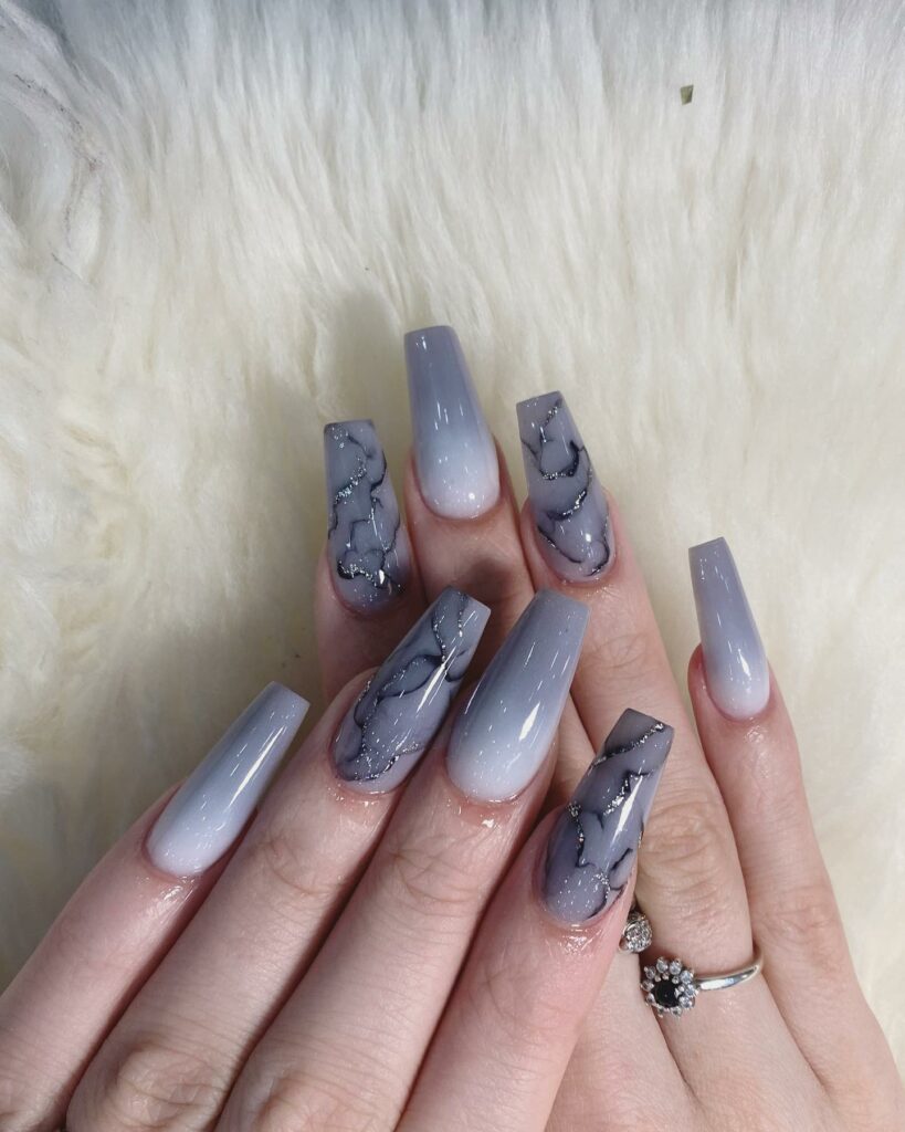 Embrace Neutrals with 35 Grey Nail Designs for 2024 28 Coffin Grey Nails
