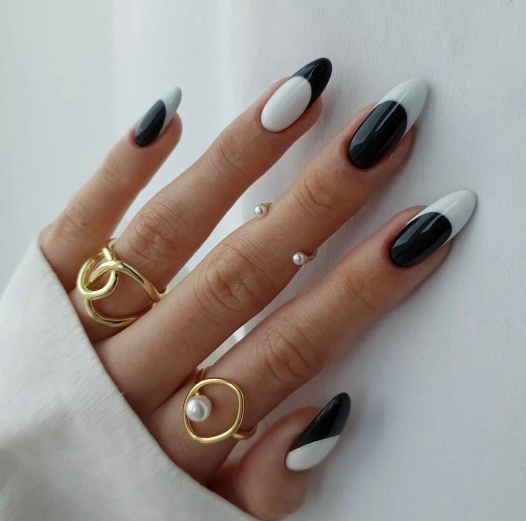 Attend in Style with 25 Wedding Guest Nail Designs in 2024 19 White And Black French Wedding Guest Nails