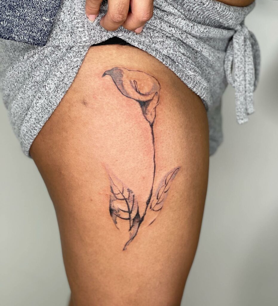 Beautiful Calla Lily Tattoo Ideas with Meanings Updated For 2024 32 Violet Calla Lily Tattoo
