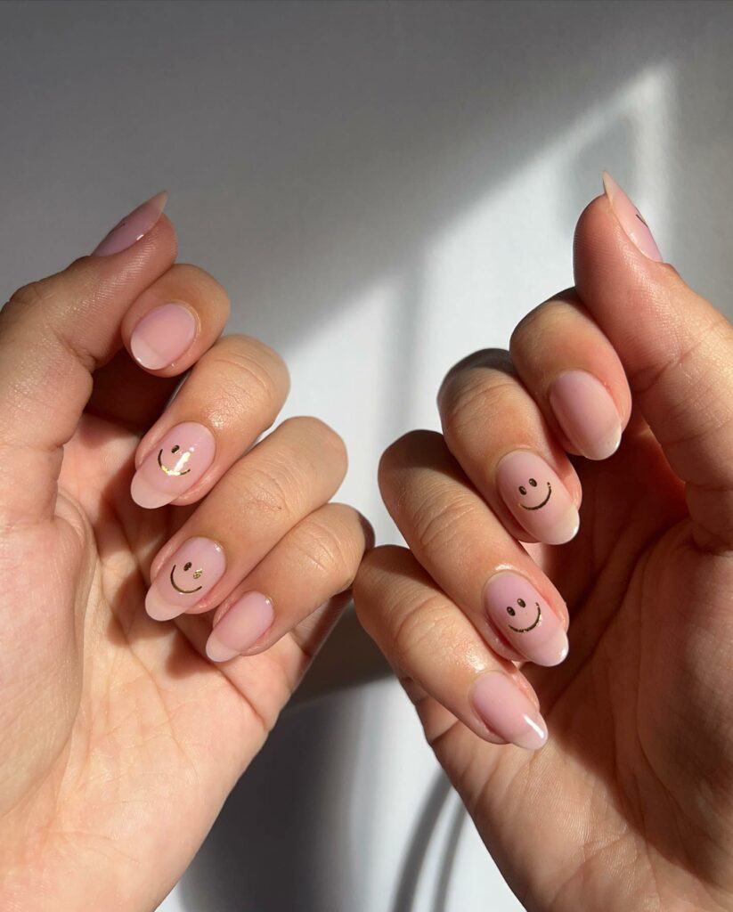 Show Off 25 Smiley Face Nail Designs in 2024 29 Muted Smile Nails