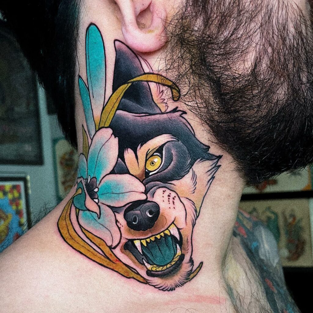 90 Latest Neck Tattoo Ideas To Inspire You In 2024! 31 Wolf Neck Tattoo