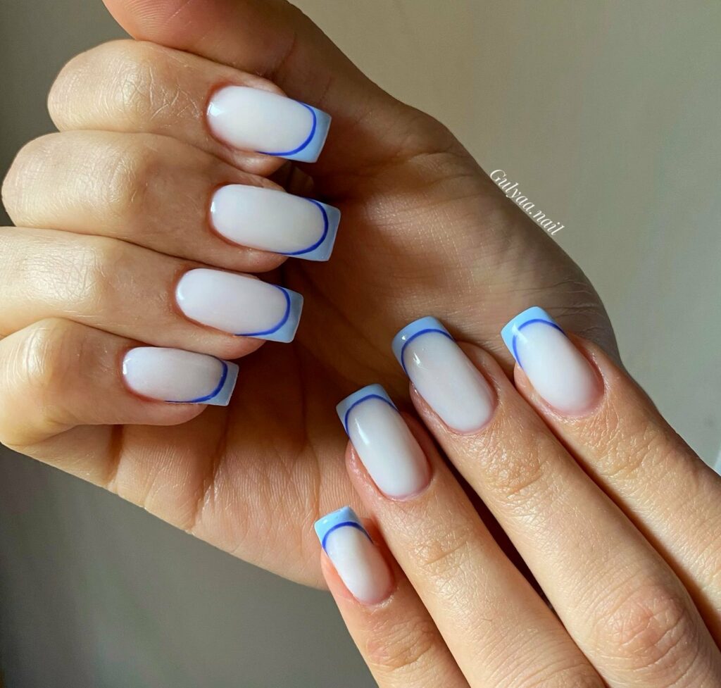30 Latest Blue And White Nail Ideas To Try In 2024! 30 Blue And White Square French Nails