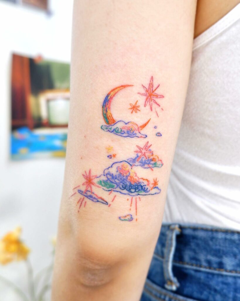 21+ Clouds Tattoo Ideas That Will Blow Your Mind! 20 Colored Clouds Tattoo