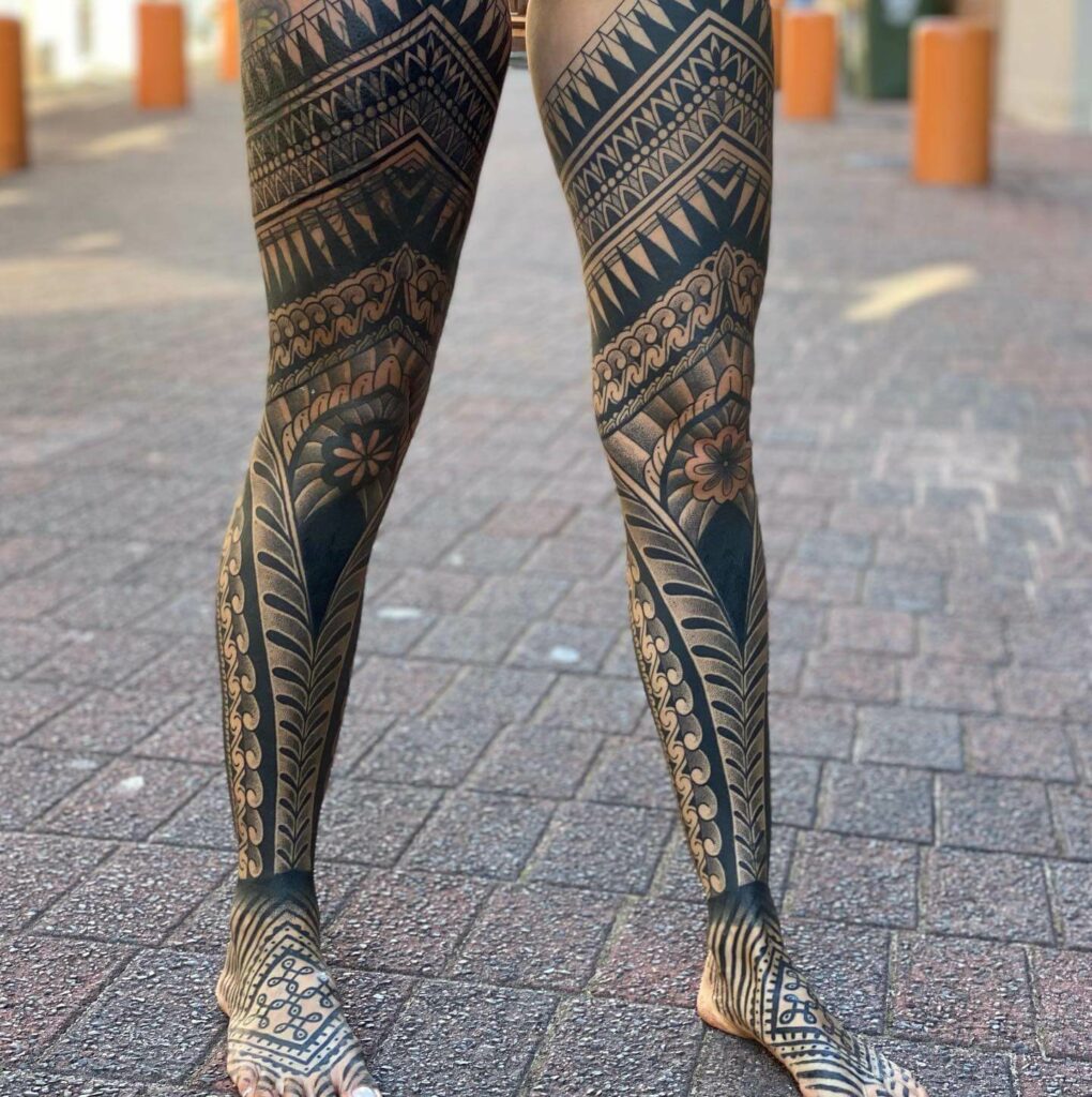 14+ Leg Sleeve Tattoo Women Ideas That Will Blow Your Mind! 22 Tribal Leg Sleeve Tattoo