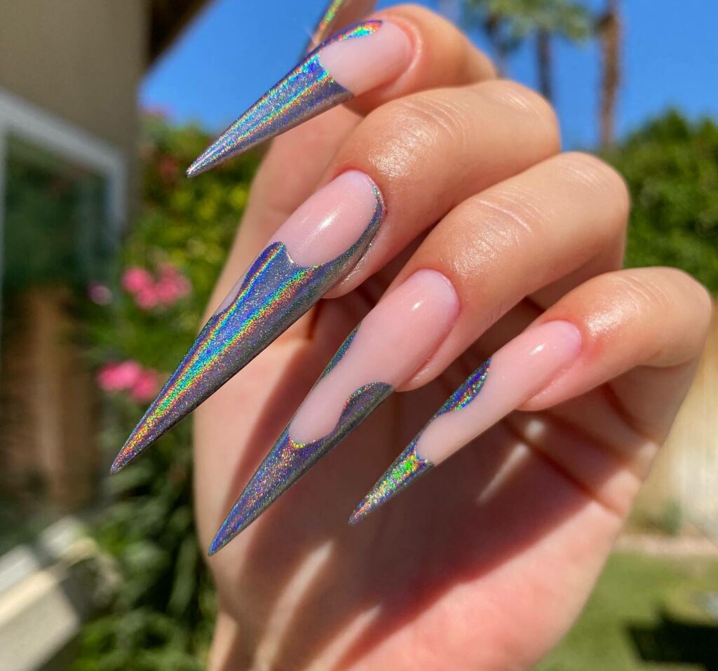 Shimmer with 30 Holographic Nail Designs in 2024 16 Holographic Stiletto Nail