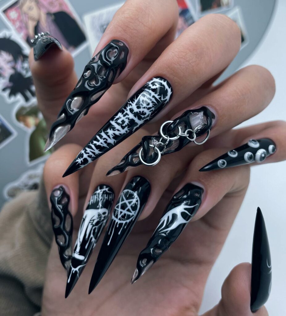 25 Latest Gothic Nail Ideas To Try In 2024! 12 Ghostemane-Inspired Gothic Nails Design