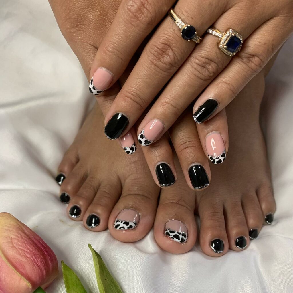 50 LATEST BLACK FRENCH PEDICURE IDEAS TO TRY IN 2024! 51 Cow French Pedicure