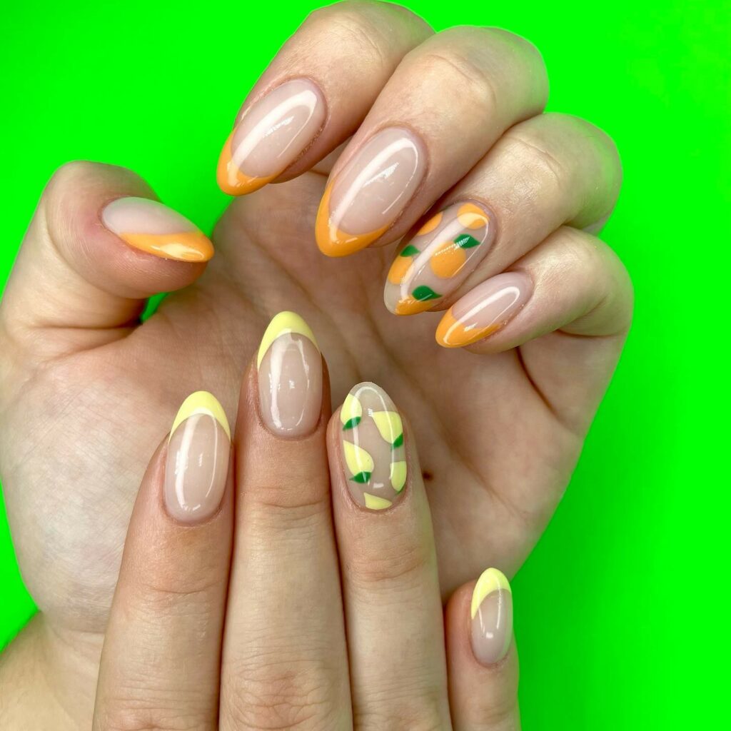 Lemon And Orange French Nails