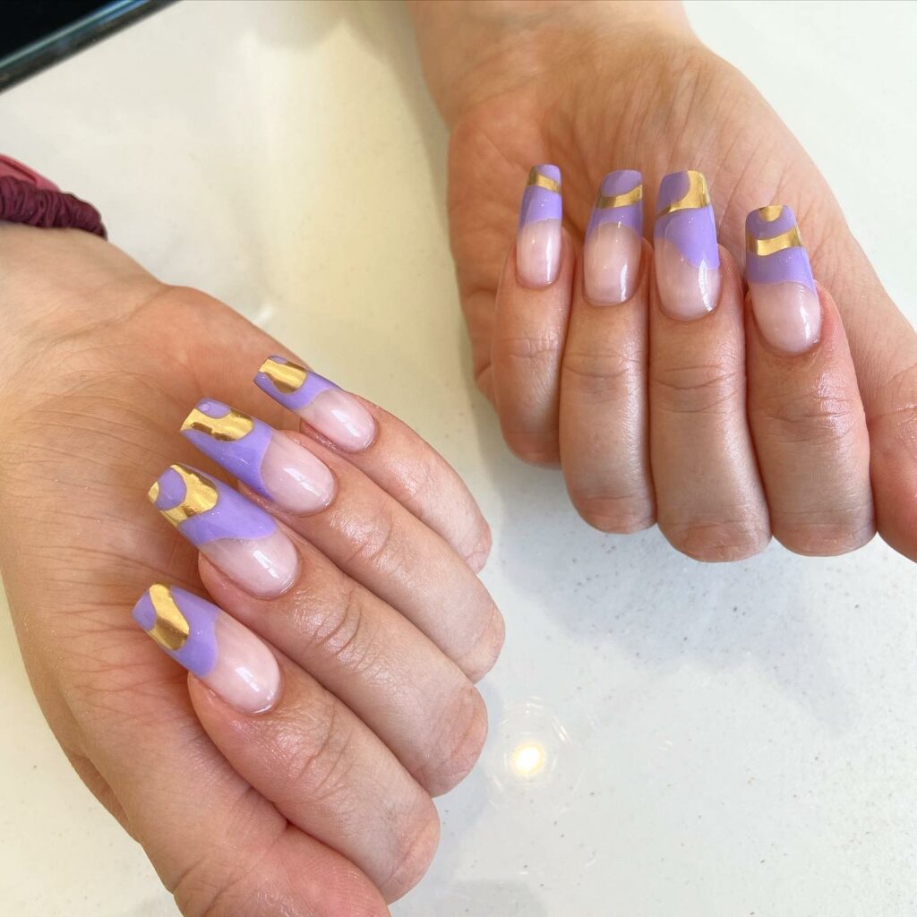 Discover 35 Lovely Lilac Nail Designs to Try in 2024 35 Lilac With Gold Tips