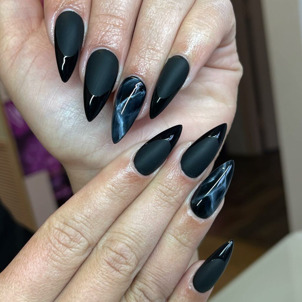 35 Latest Black Matte Nail Designs To Try In 2024! 12 Matte Meets Marble