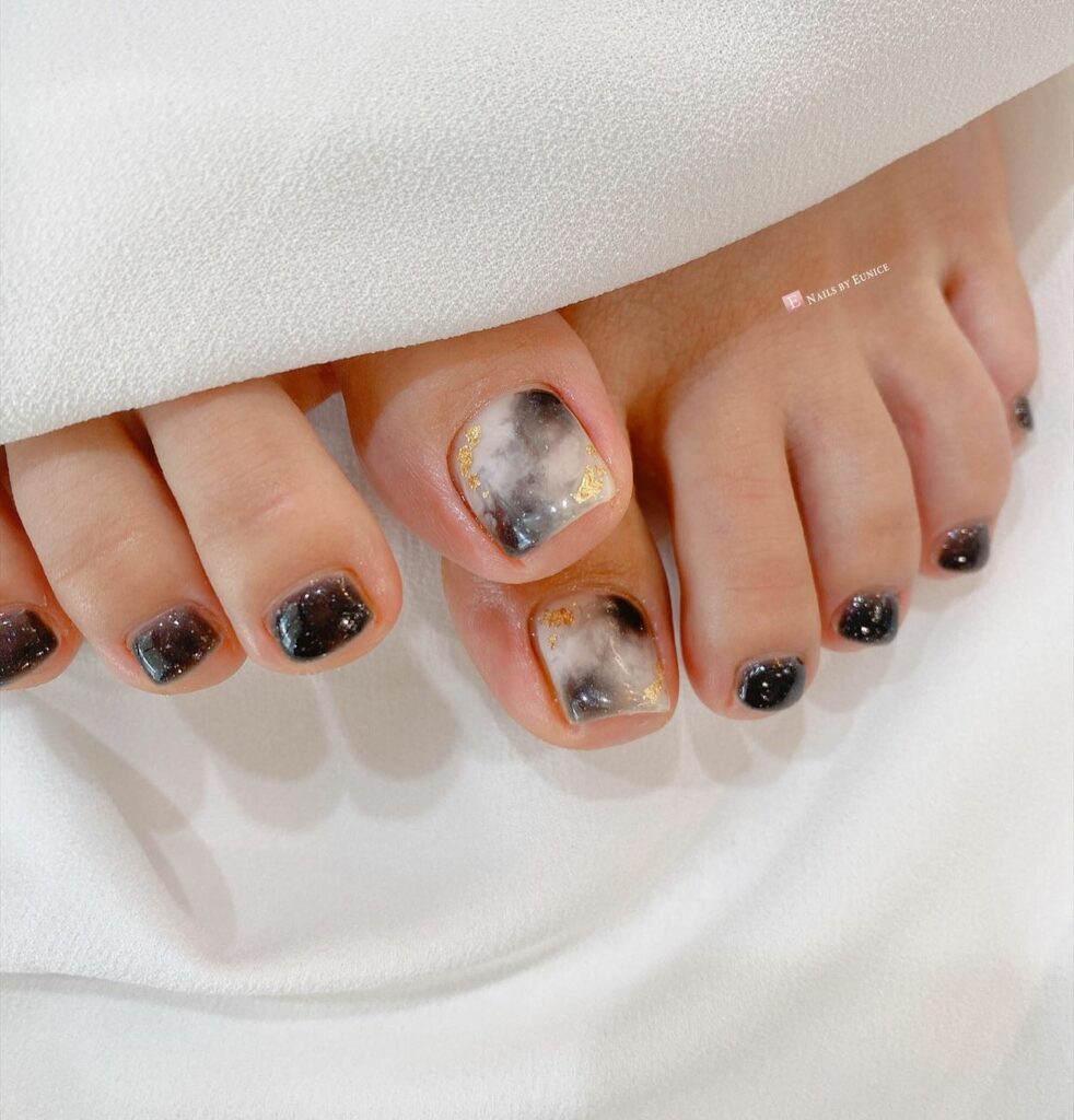 22 Latest Black Pedicure Ideas To Try In 2024! 16 Smokey Dimensions