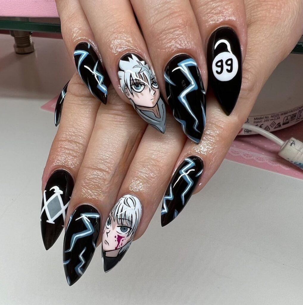 Embrace 40 Anime Nail Designs in 2024 10 Electric Vibes With Killua