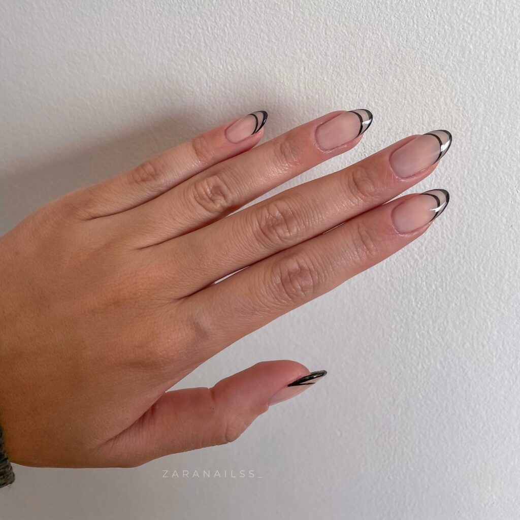 20 Latest Thin French Tip Nail Designs To Try In 2024! 23 Double Black Thin French Nails