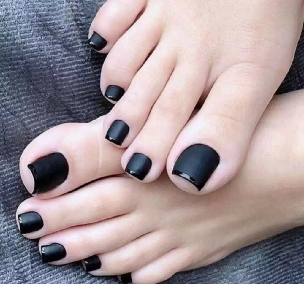 50 LATEST BLACK FRENCH PEDICURE IDEAS TO TRY IN 2024! 27 Matte Elegance