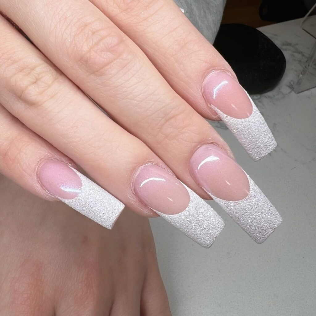Check Out 30 Glitter French Tip Nail Designs of 2024 25 White Glitter French Nails