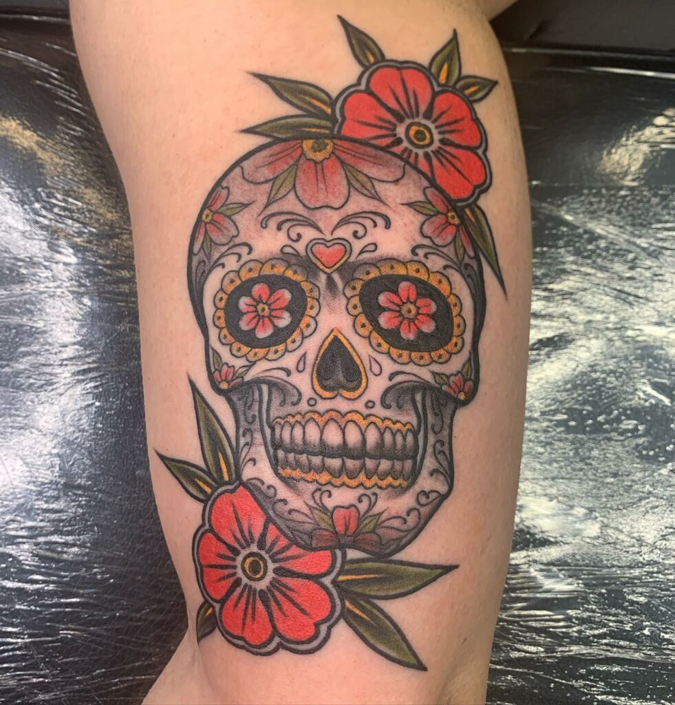 11+ Simple Skeleton Tattoo Ideas That Will Blow Your Mind! 18 The Skull tattoo Symbol with Flowers