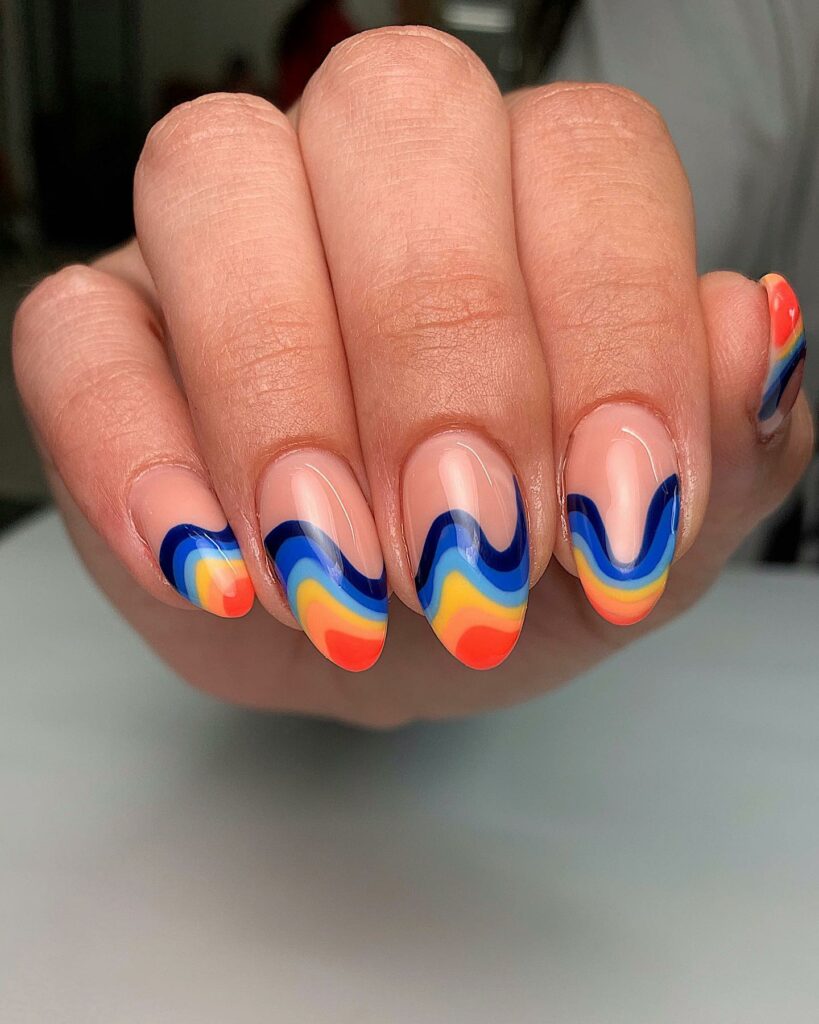 20 Latest Orange And Blue Nail Ideas To Try In 2024! 19 Psychedelic Swirly Nails