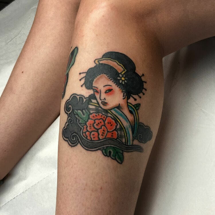 11+ Geisha Tattoo Sketch Ideas You’ll Have To See To Believe! 20 Colorful Geisha Tattoo Sketch With Flowers
