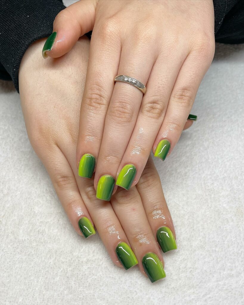 20 Latest Short Ombre Nail Ideas To Try In 2024! 25 Green And Yellow Ombre Short Square Nails