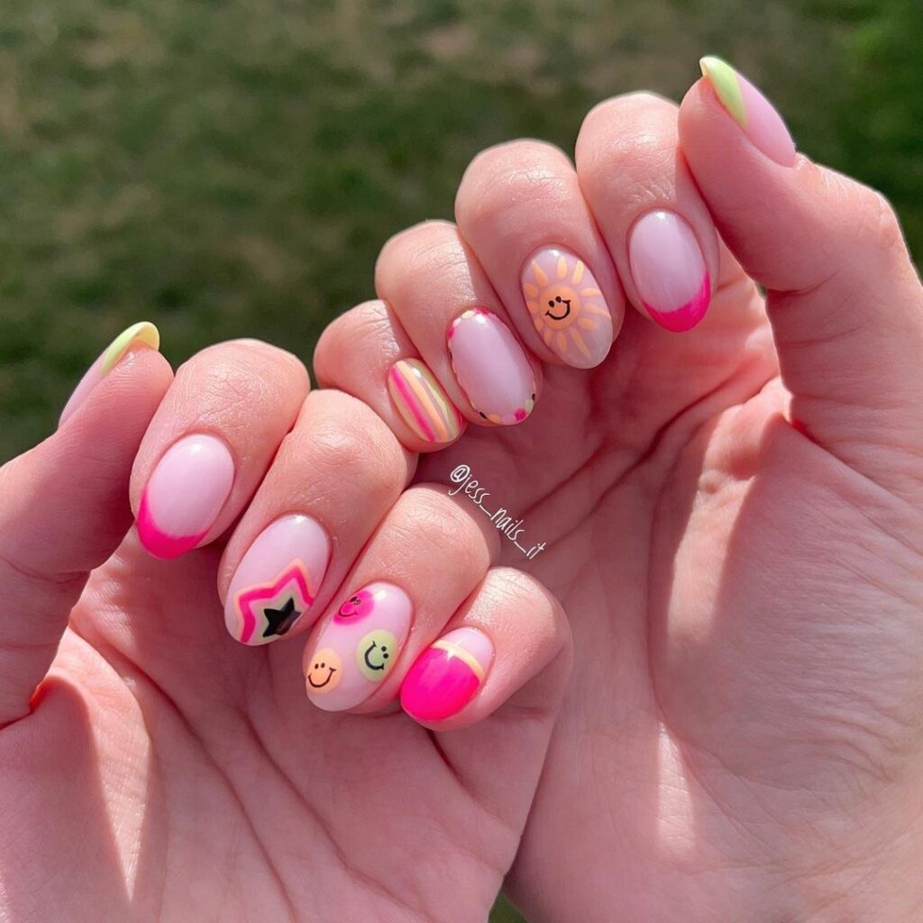 Show Off 25 Smiley Face Nail Designs in 2024 16 Mismatch Emoji Nails