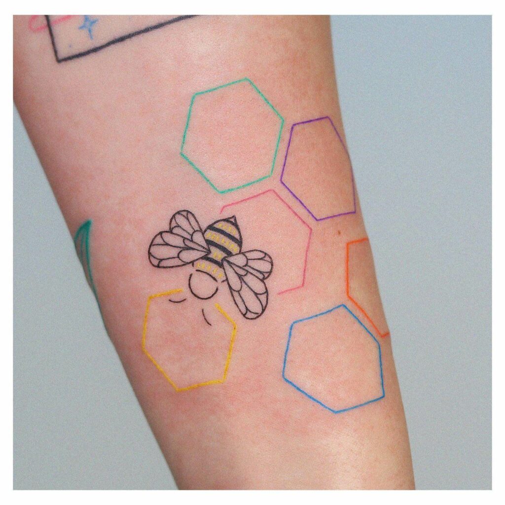 11+ Girly Bee Tattoo Ideas That Will Blow Your Mind! 11 Cute Bee and Honeycomb Tattoo Design