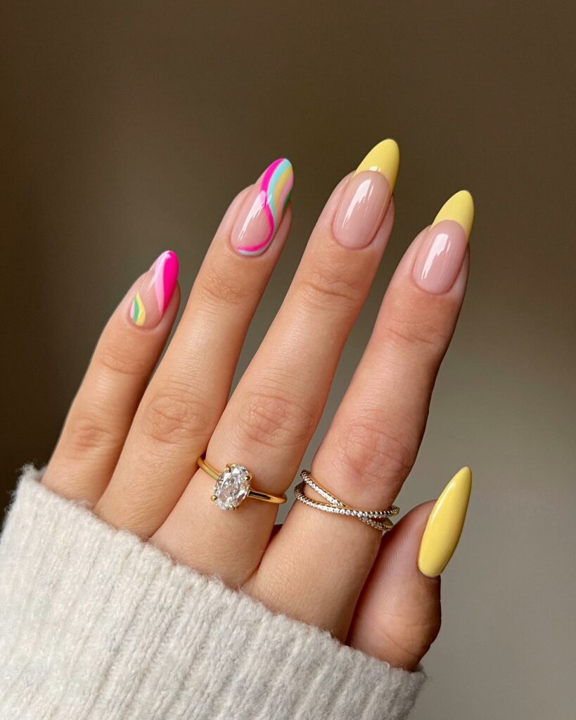 20 Latest Pink And Yellow Nail Ideas To Try In 2024! 26