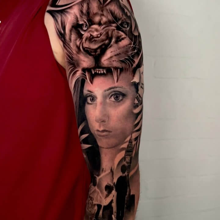 11+ No Regrets Tattoo Ideas You Need To See! 14 Facial Portrait Tattoo Inside A Tiger's Mouth