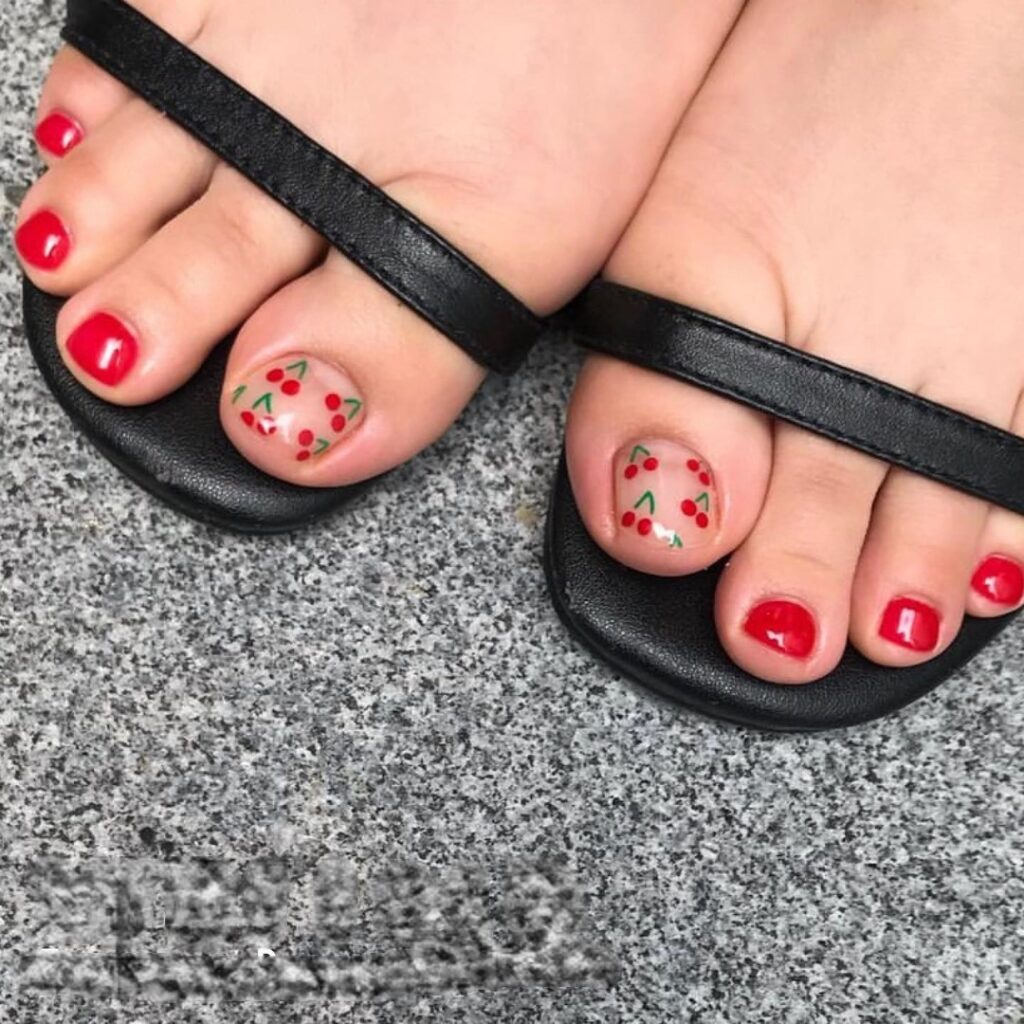 Feel Fruity with 25 Cherry Toenail Pedicure Ideas for 2024 14 Multiple Cherry Nail Art