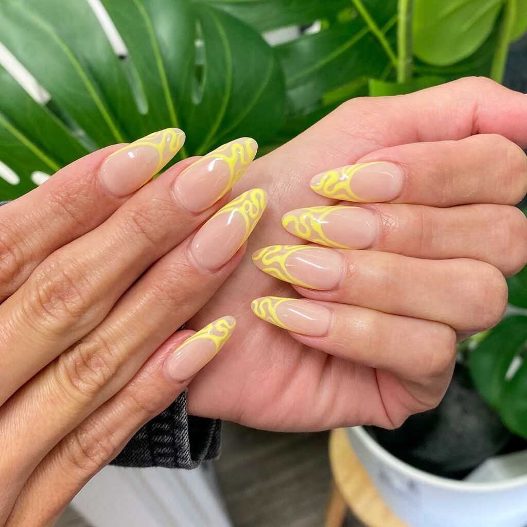 21 Latest Yellow French Tip Nail Designs To Try in 2024! 29 Swirly Yellow French Nails