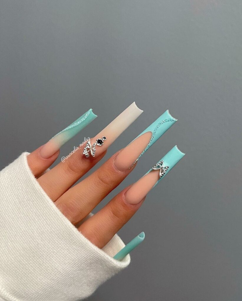 20 Latest Tiffany Blue Nail Ideas To Try In 2024! 21 Long Acrylic Tiffany Blue Nails