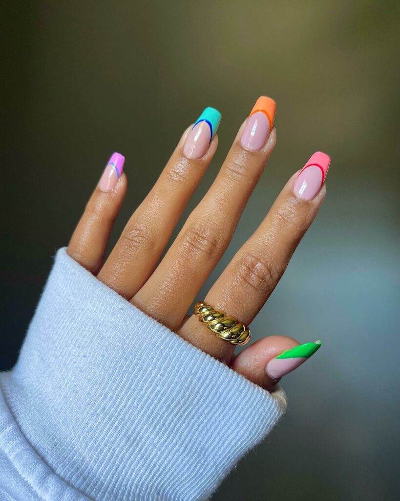22 Latest Colorful French Tip Nail Ideas To Try In 2024! 30 Coffin Colorful French Nail