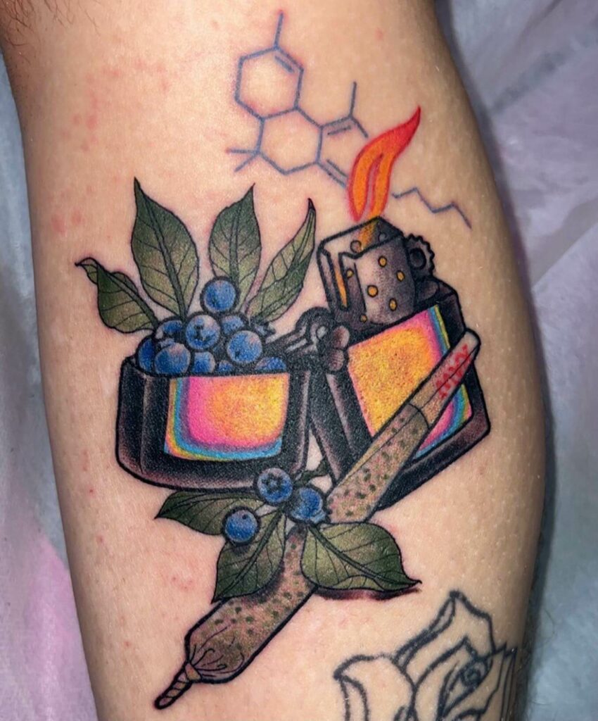 11+ Blunt Tattoo That Will Blow Your Mind! 11 Colorful Blunt And Lighter Tattoo