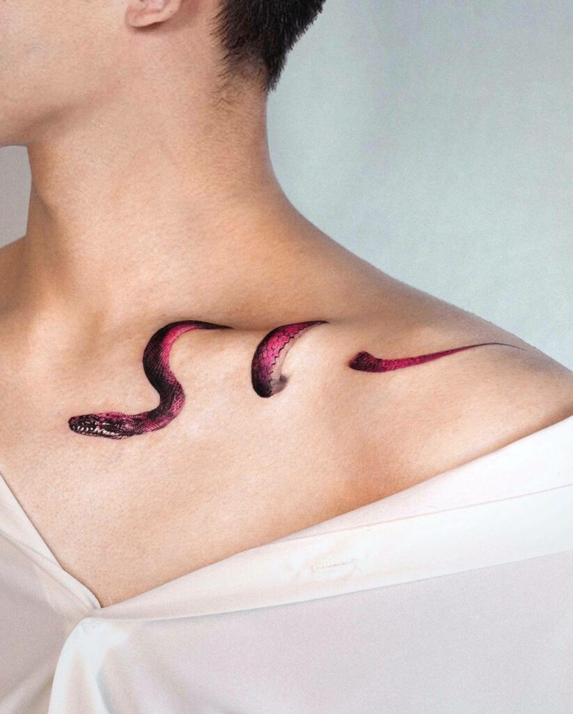 11+ Snake Collarbone Tattoo Ideas That Will Blow Your Mind! 10 Snake Collarbone Tattoo