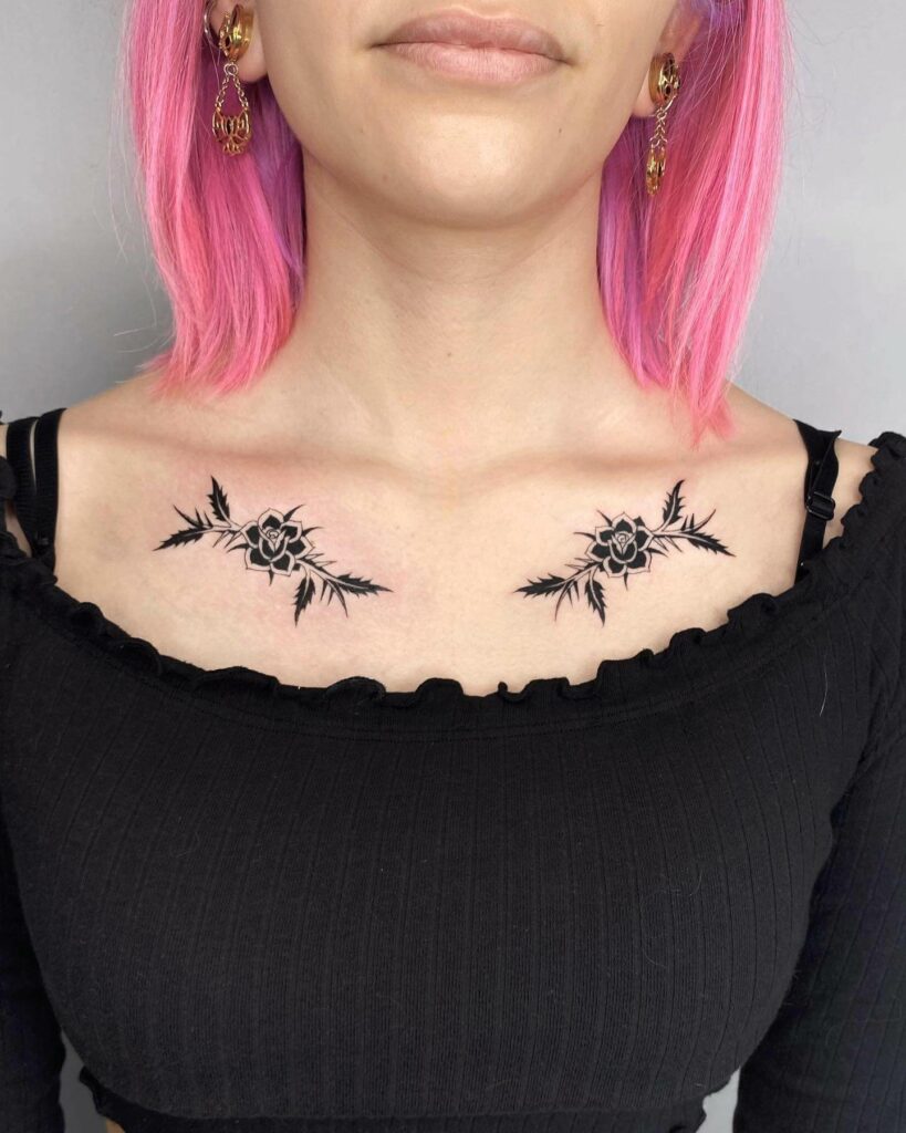 10+ Rose Tattoo On Chest Ideas That Will Blow Your Mind! 13 Rose On Chest Tattoo With Thorns